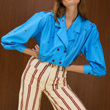 Vintage Double Breasted Cotton Blouse