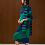 Round Neck Knitted Straight Long Sleeve Dress