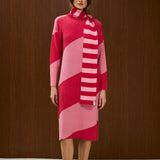 Round Neck Knitted Straight Long Sleeve Dress