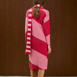 Round Neck Knitted Straight Long Sleeve Dress