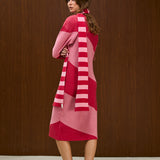 Round Neck Knitted Straight Long Sleeve Dress