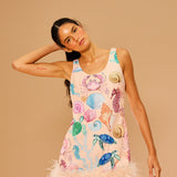 Ocean Bloom Feather Dress