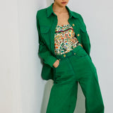 Green Cotton Gabardine Pant