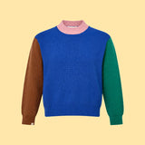 Color Block Sleeve Crew Neck Sweater