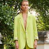 Crepe Blazer Green Jacket