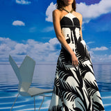 Black&White Halter Neck Long Dress