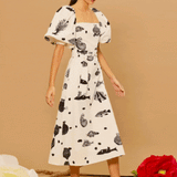 Midnight Tide Puff Sleeve Dress