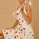 Ocean Dot One Shoulder Maxi  Dress